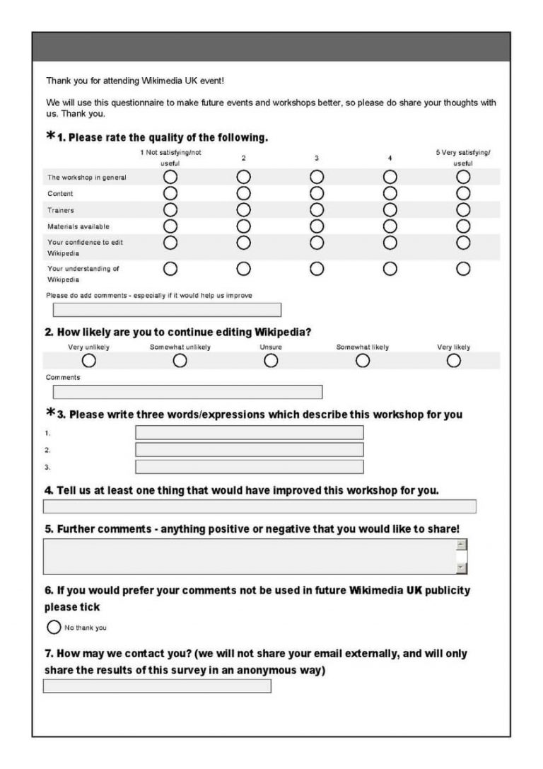 Post Event Survey Questions Template