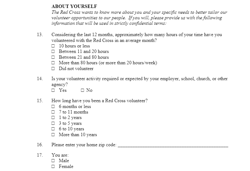 Nonprofit volunteer survey