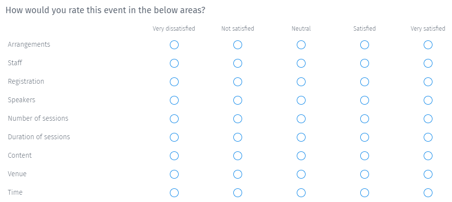 Event satisfaction survey