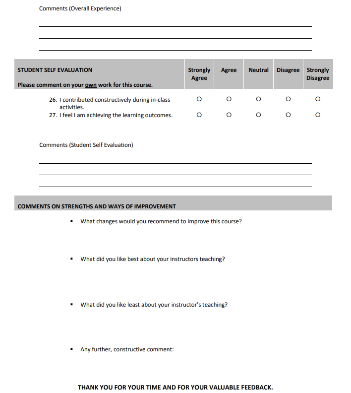 student evaluation