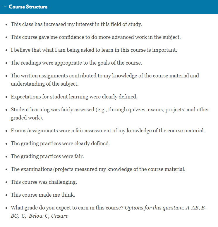 university course evaluation
