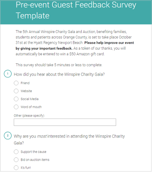 pre-event feedback survey
