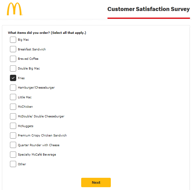 Mcdonalds Customer Satisfaction Survey Template