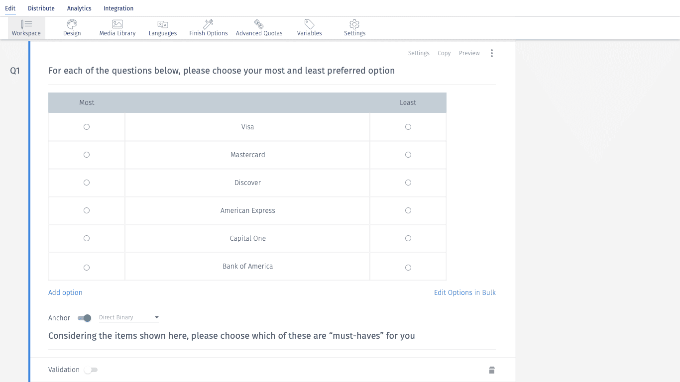 Add Anchored MaxDiff question