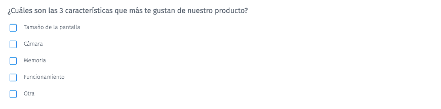 ¿Cuáles son las tres características que más te gustan de nuestro producto?