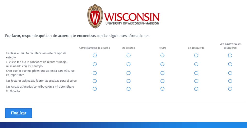 Encuesta para evaluar la estructura del curso