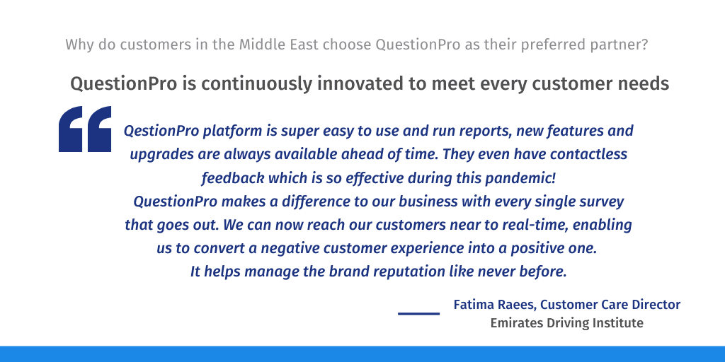 QuestionPro is continuously innovated to meet every customer needs.