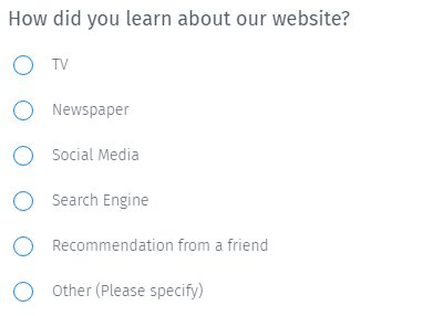 esempio di domanda per un sondaggio su un sito web di e-commerce  