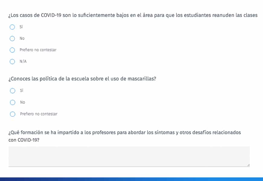 ejemplo de Cuestionario para evaluar la salud de los estudiantes