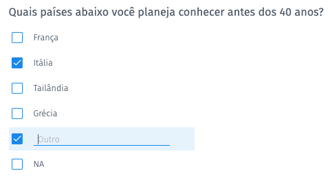 pergunta múltipla escolha selecionar vários