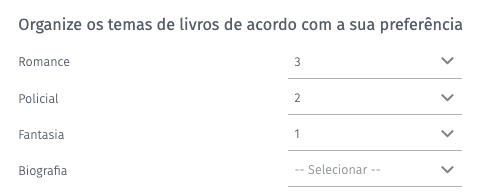 pergunta múltipla escolha ranking