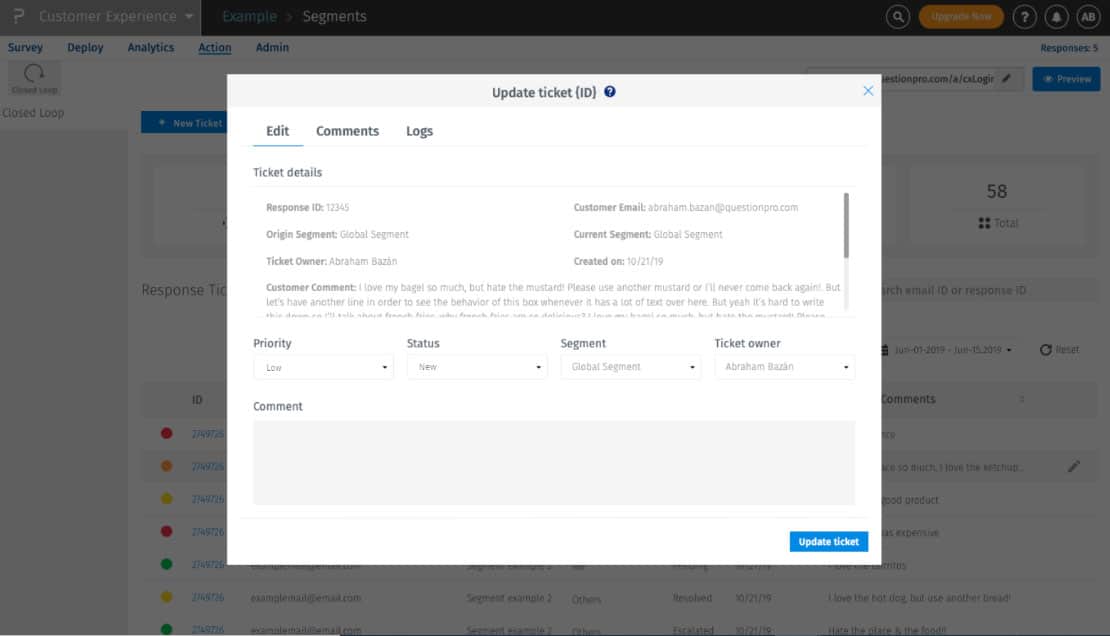 actualizar-ticket sistema closed-loop