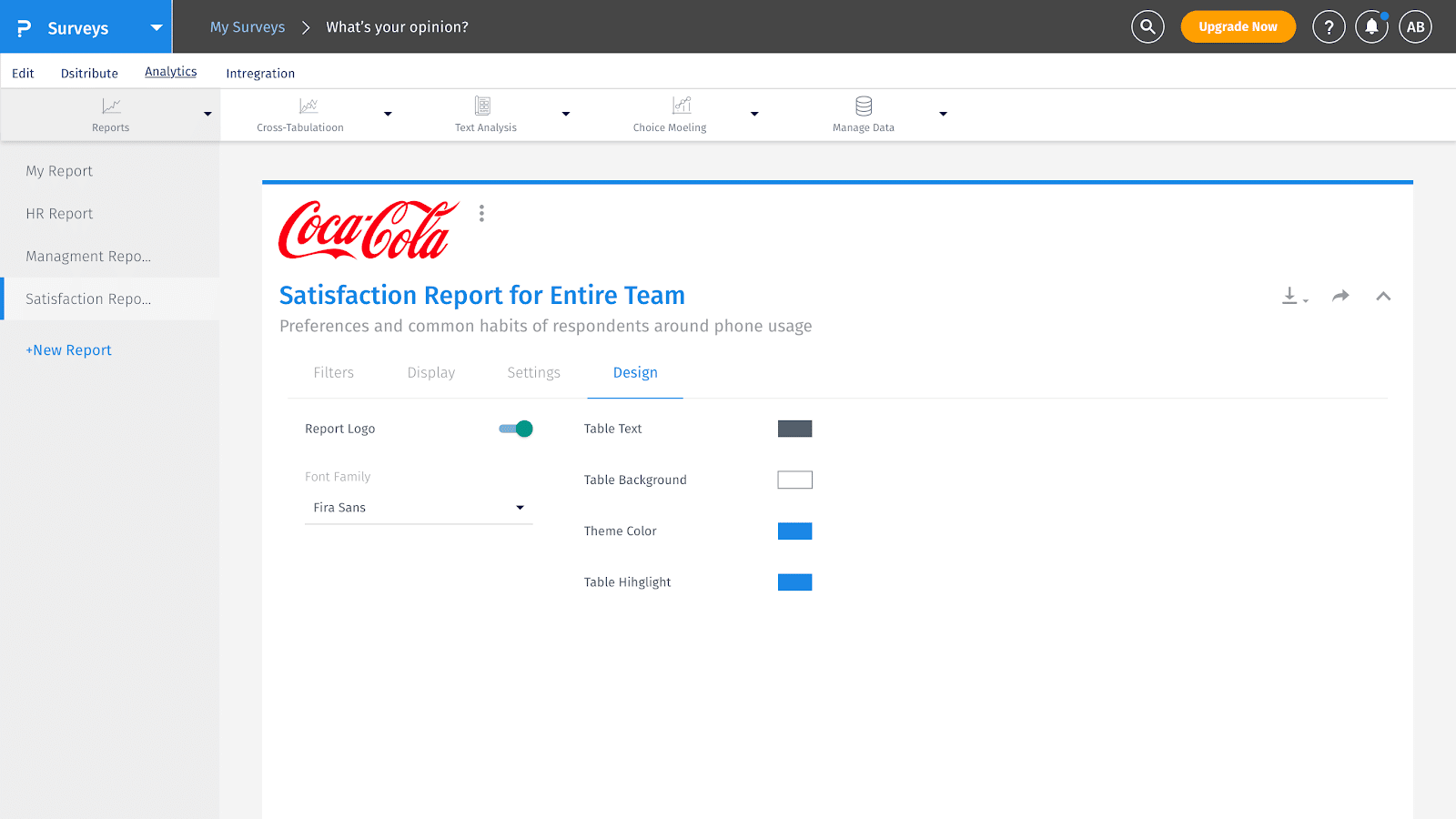 custom survey dashboards design