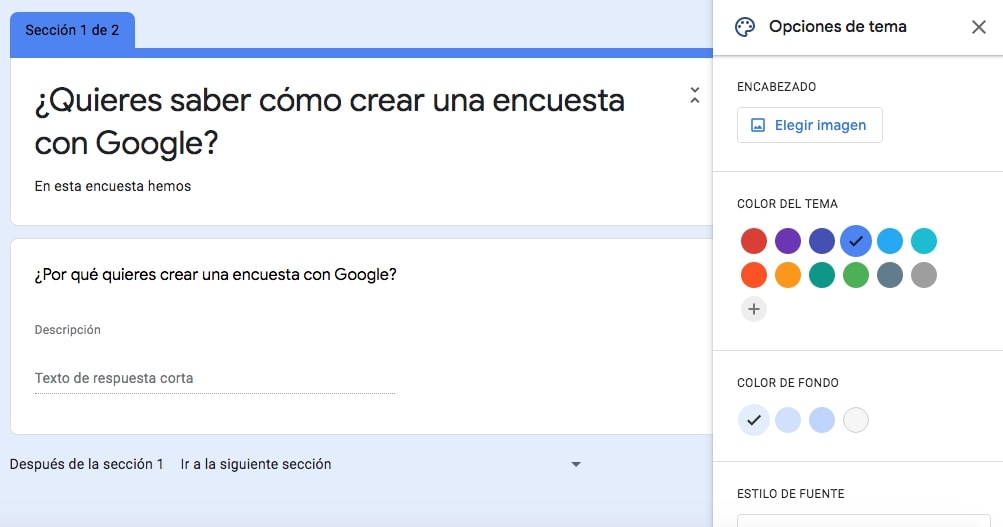 cómo personalizar una encuesta con google