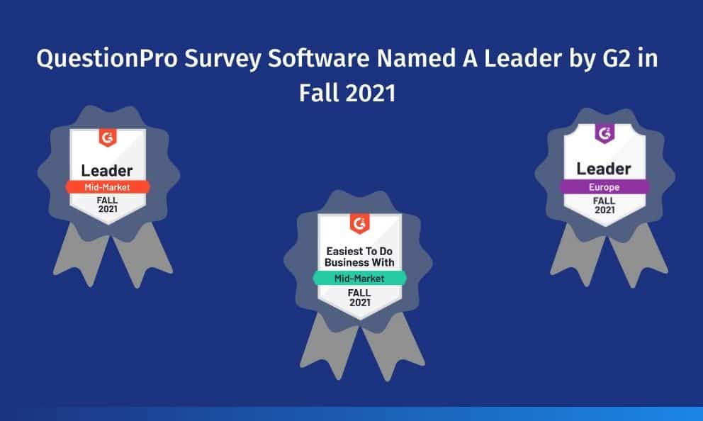 QuestionPro Survey Software G2 Badges Fall 2021