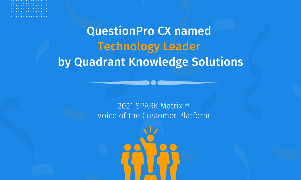 ​​QuestionPro Named Technology Leader in Quadrant Voice of the Customer Spark Matrix™