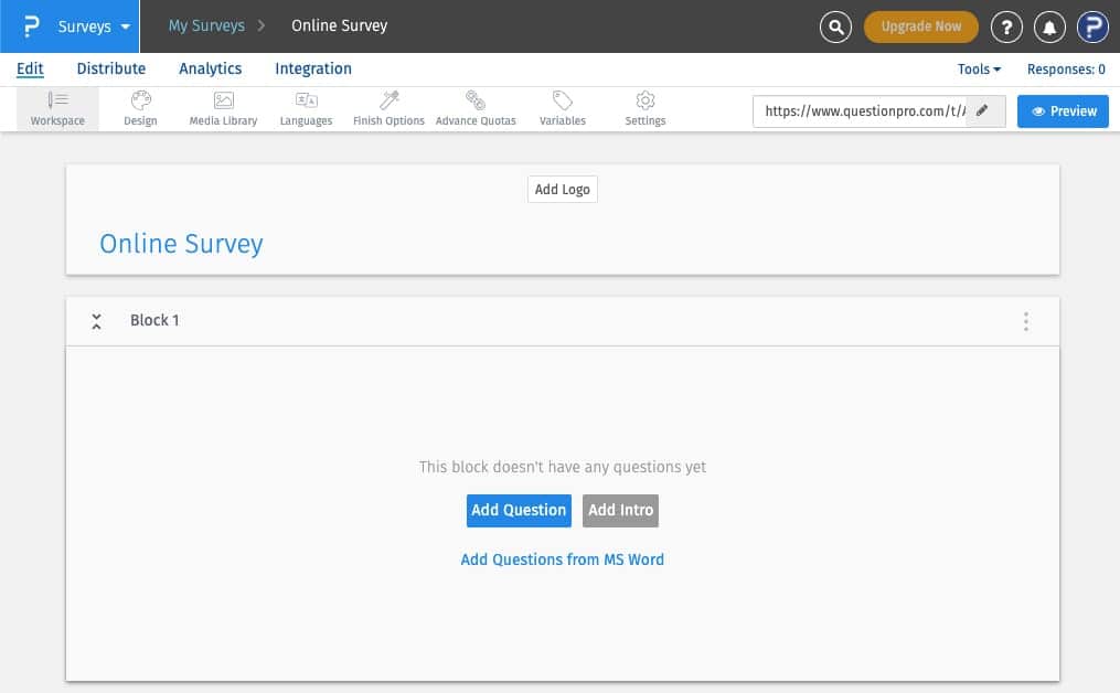 create a survey interface