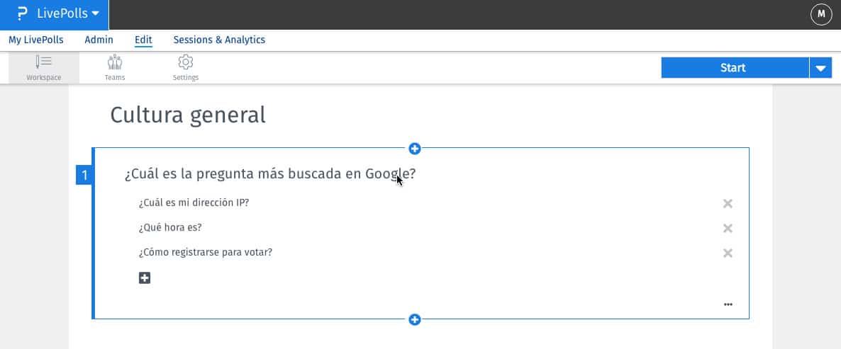 configura tu encuesta en vivo