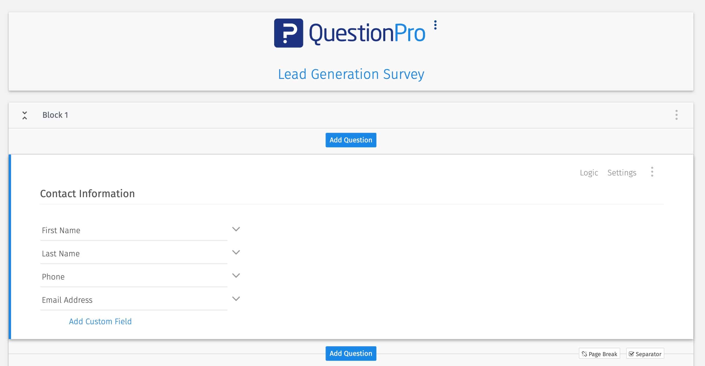 lead generation survey example