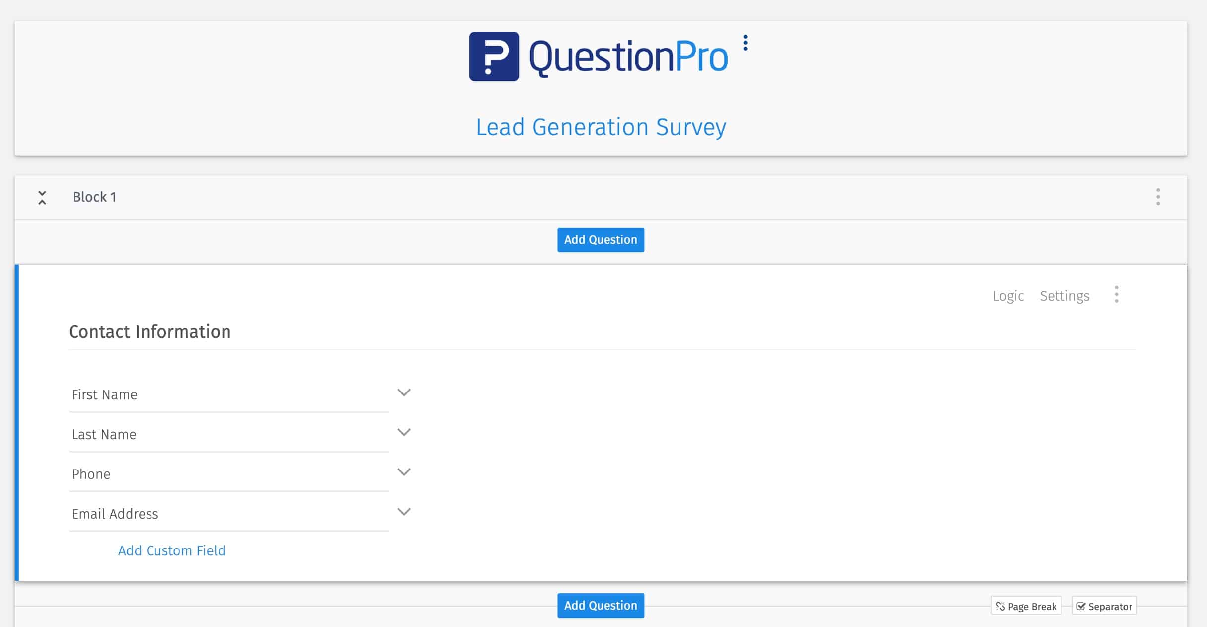 lead generation survey example