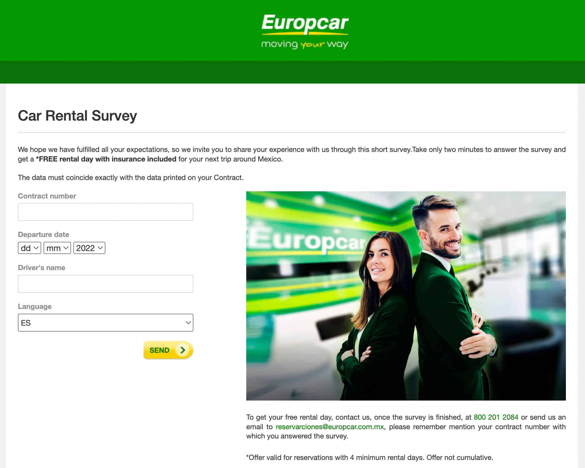 مسح تأجير السيارات europcar