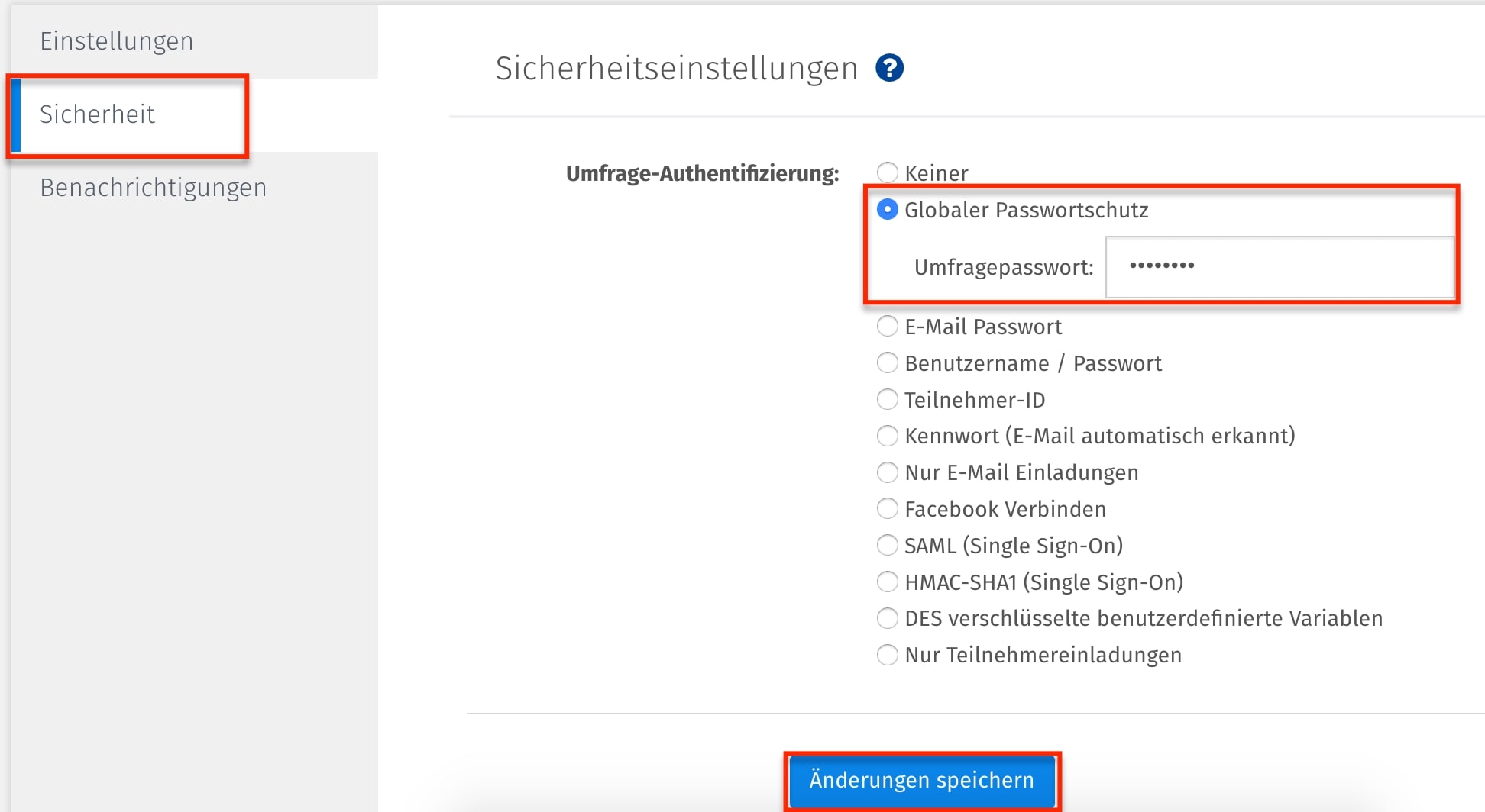 Passwortschutz-Umfragen