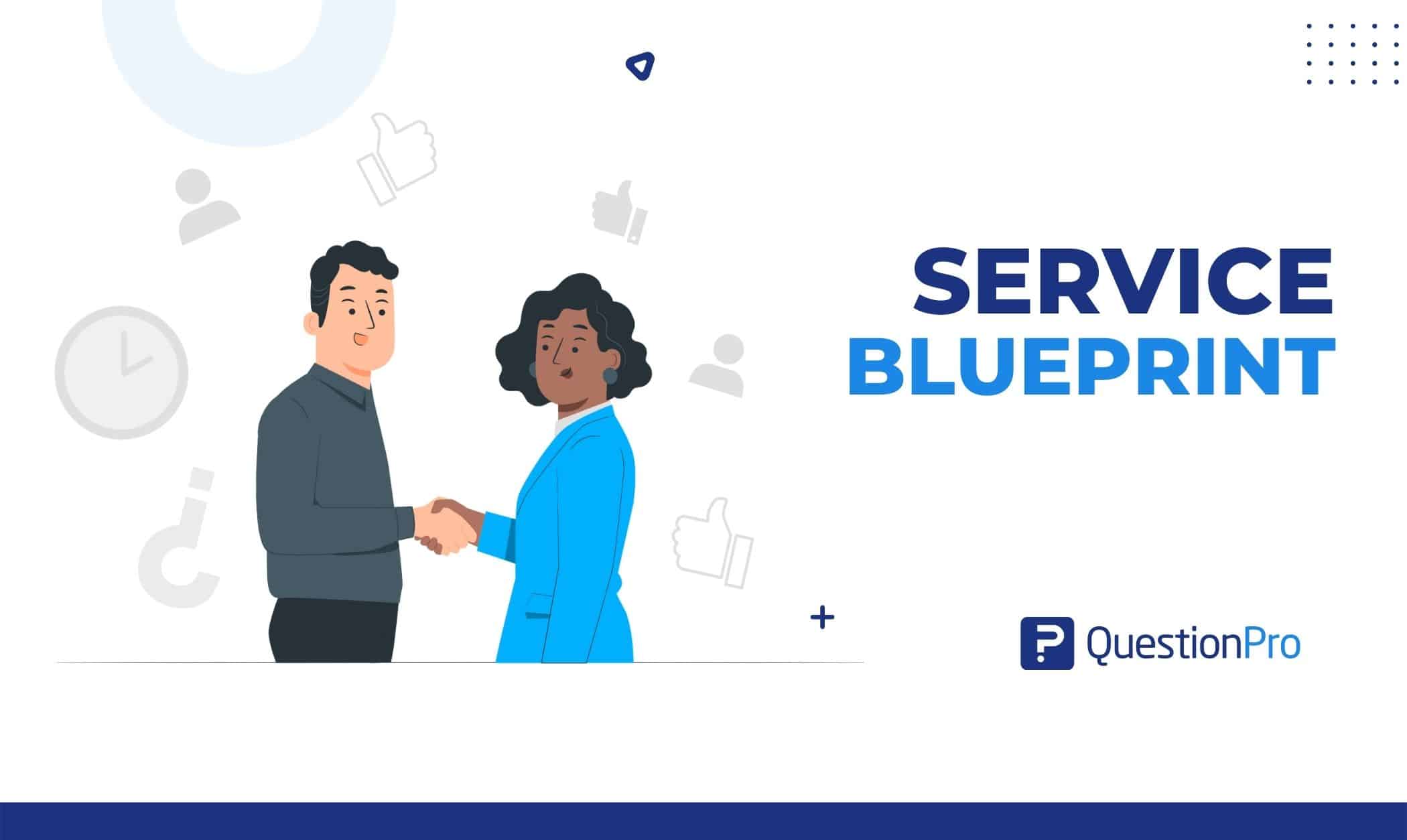 The service blueprint is a map that helps managers see company's service. It helps companies understand services, resources, and processes.