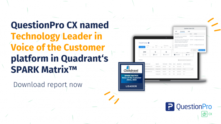 QuestionPro CX has earned the distinction of being recognized as a leading VoC technology provider in the platform market in 2023.