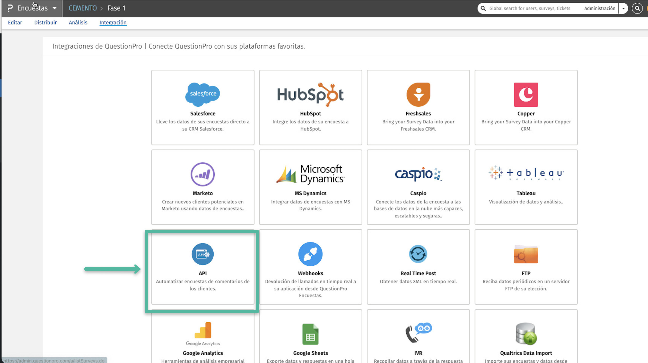 integraciones questionpro
