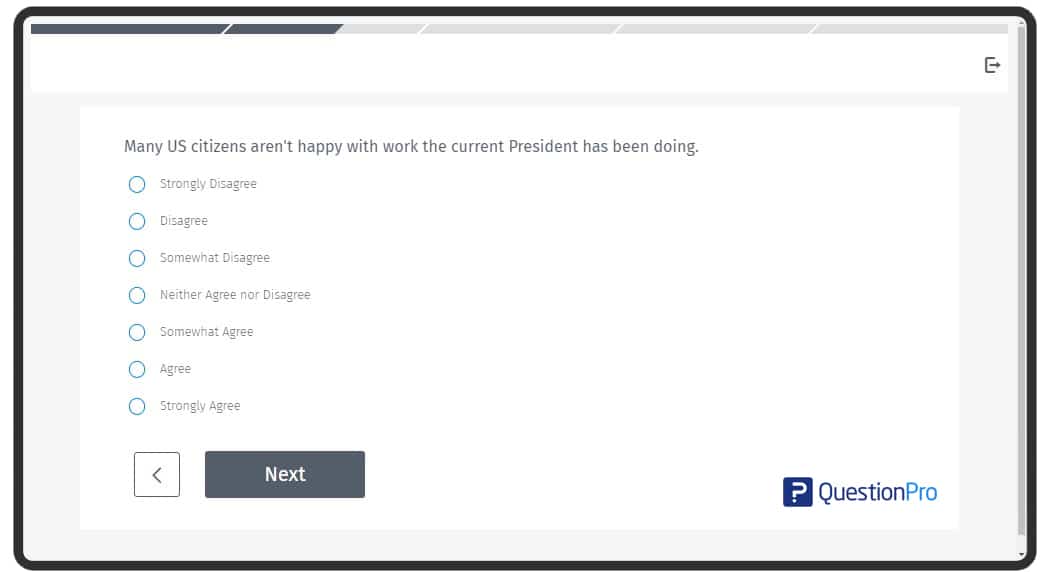 7 point likert scale based on agreement levels