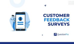 Customer giving feedback to a small business owner through a survey form