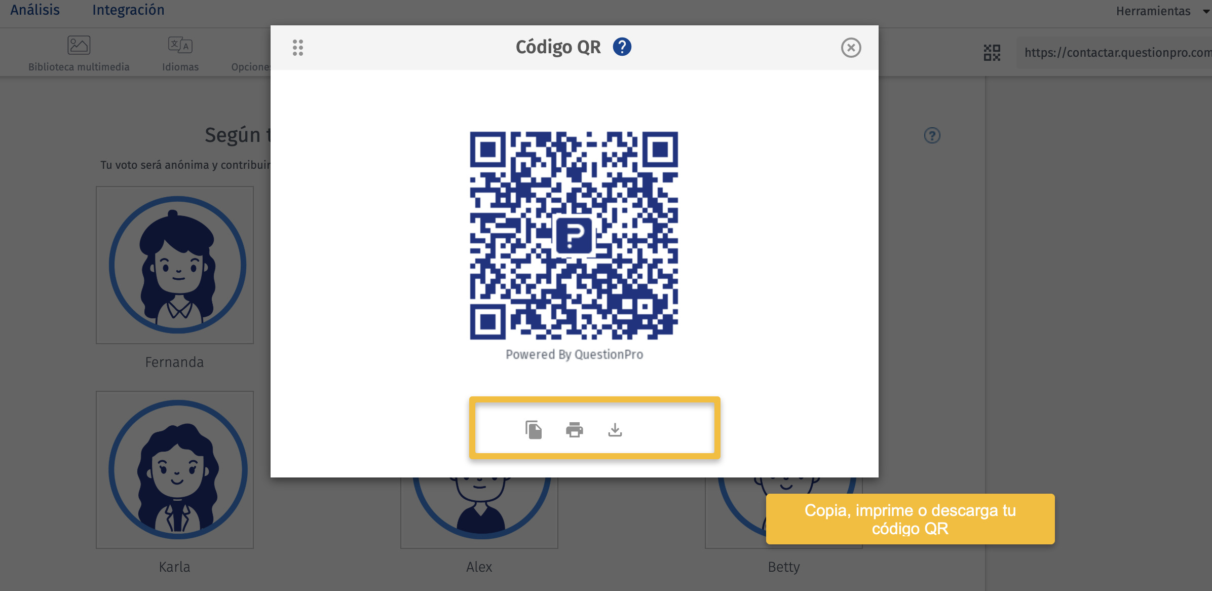 Descarga o imprime el código QR