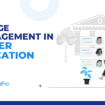 Change management in higher education illustration showing university feedback and evaluations