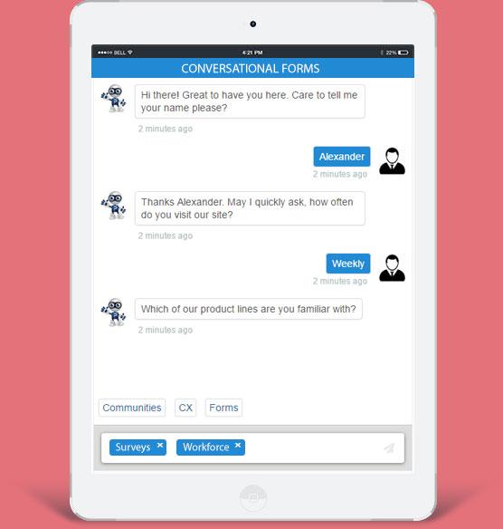 Conversational Forms Tablet view