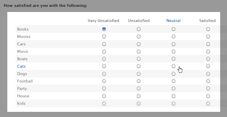 Sample Survey Questions Questionnaire Examples Questionpro - matrixtable close button