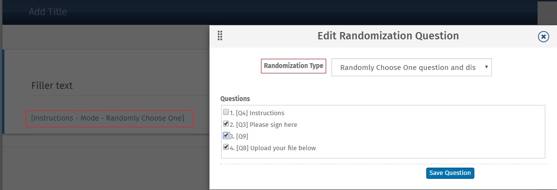 Randomly Display 1 Question From A Pre Defined Group Of Questions