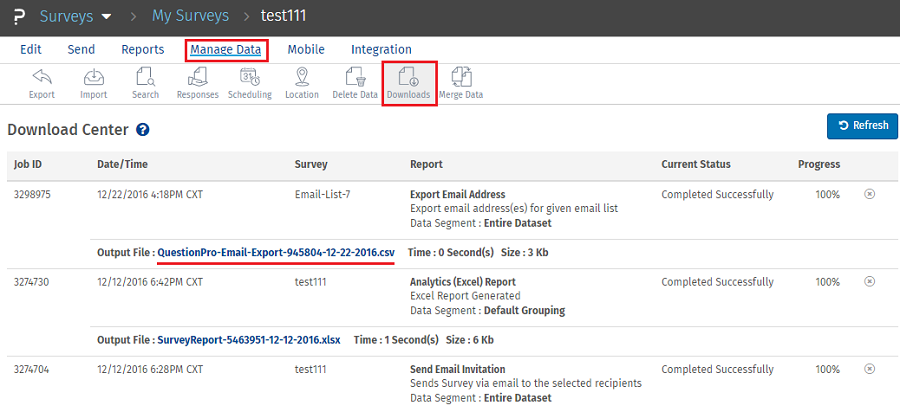 downloading email addresses email list questionpro help document