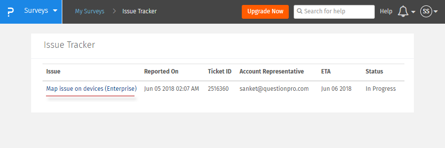 issue tracker questionpro help document