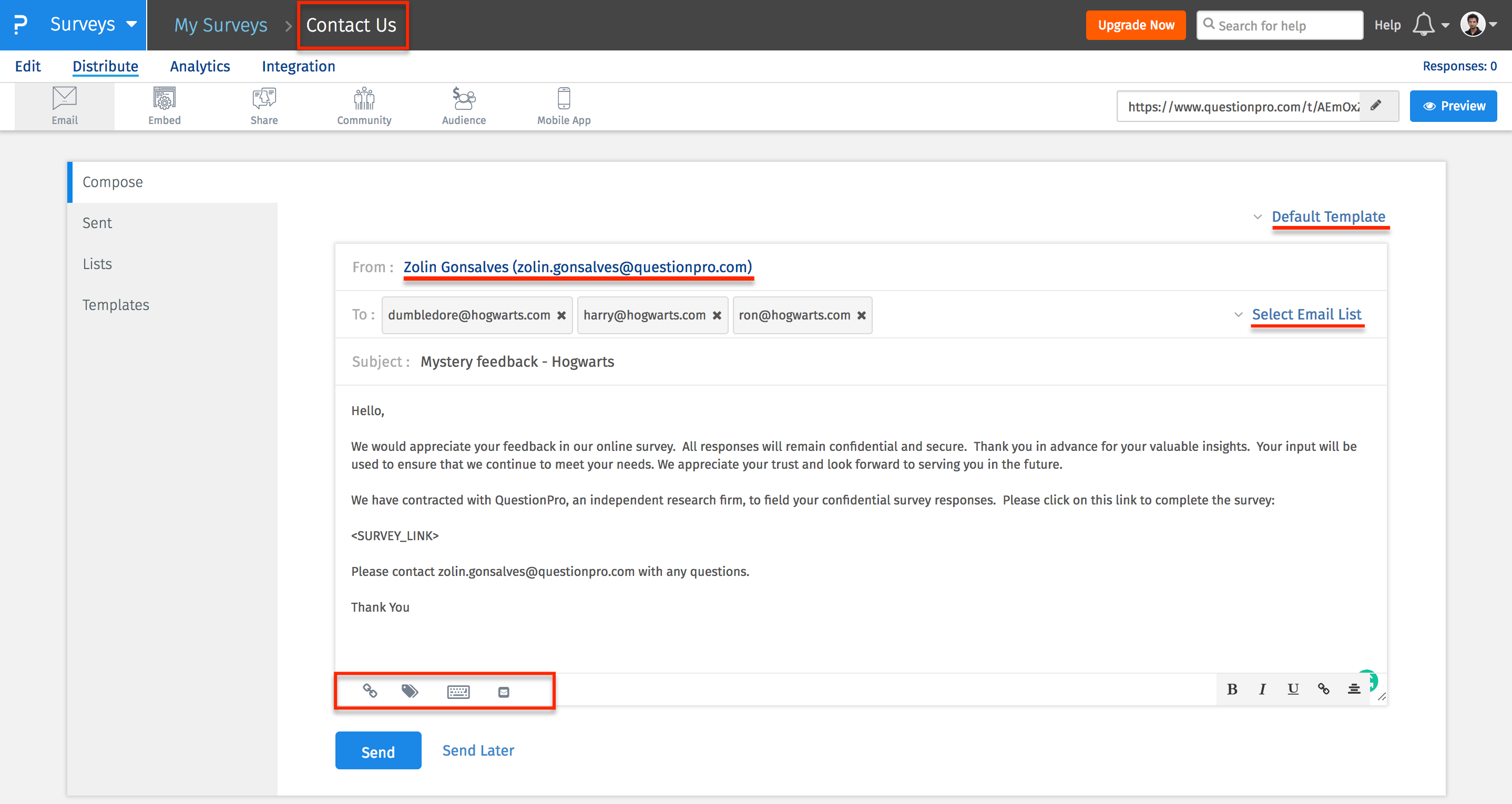 Sending Survey via Email Invitation QuestionPro Help Document