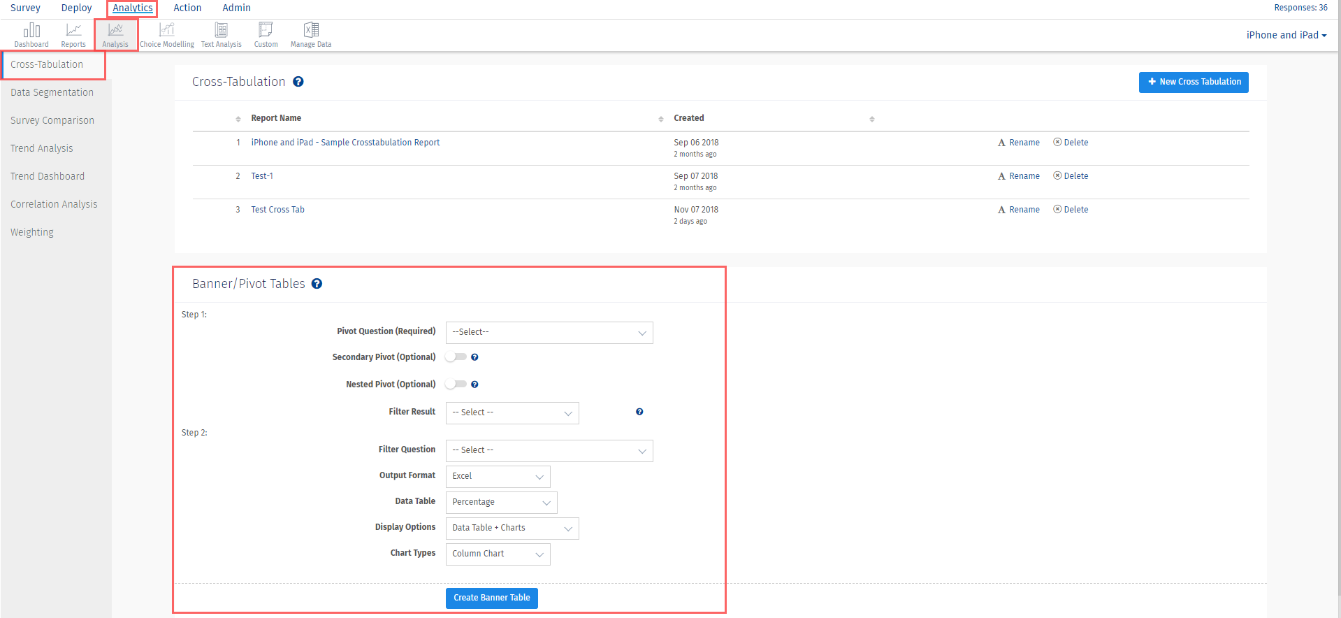 Customer Experience Banner/pivot tables QuestionPro Help Document