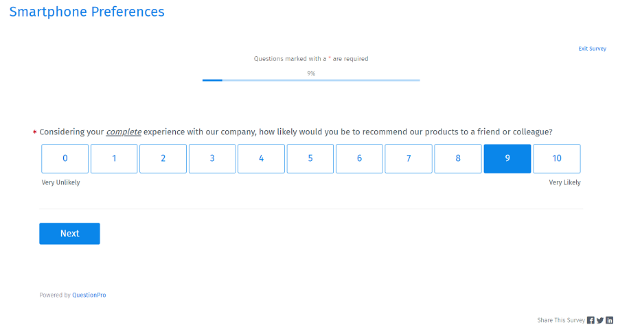 Net Promoter Score question type | QuestionPro Help Document