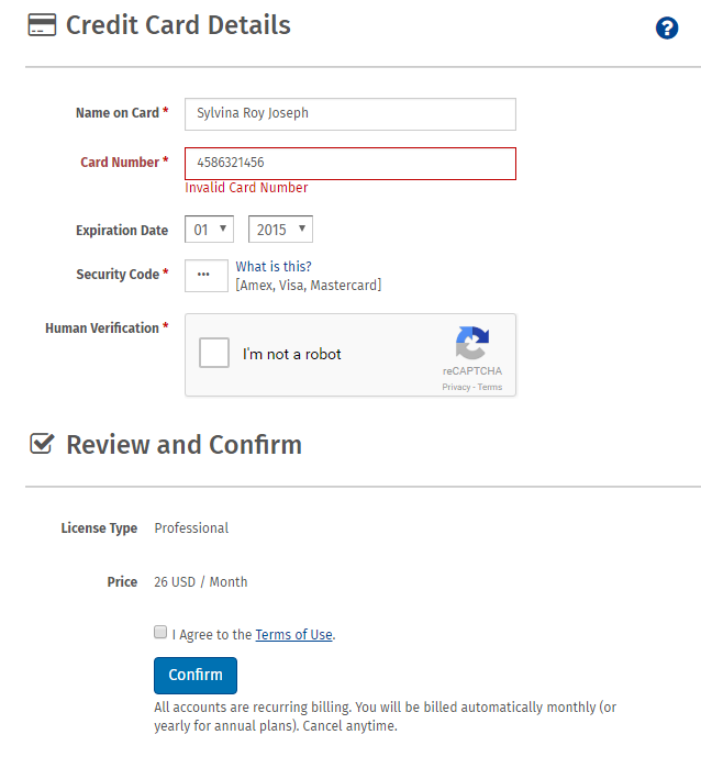 Account Invalid Credit Card Cannot Upgrade Credit Card not