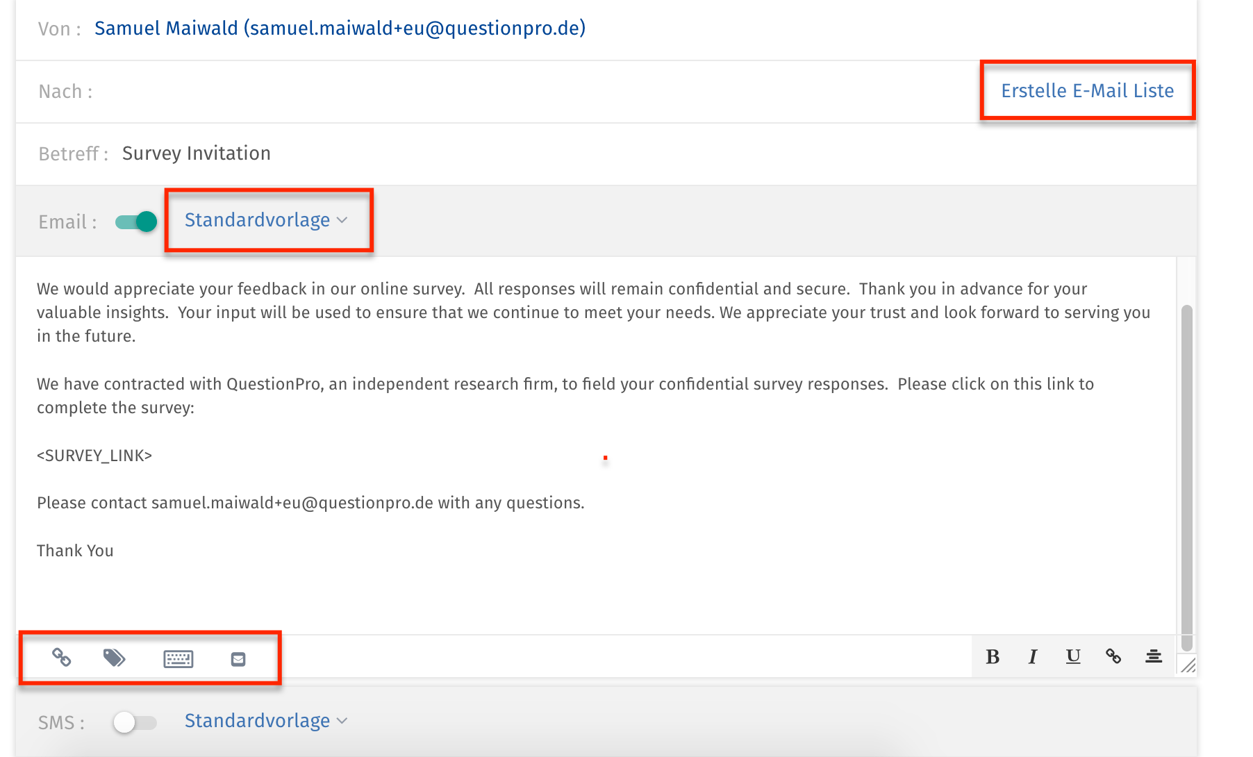 E Mail Einladungen Versenden Questionpro Wissensbasis