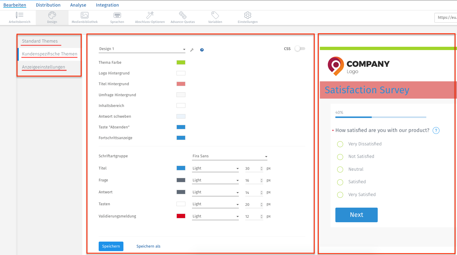 Design Der Online Umfrage Anpassen Umfrageoptionen Questionpro Wissensbasis