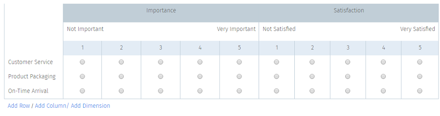 Side By Side Matrix Table Multiple Choice Question