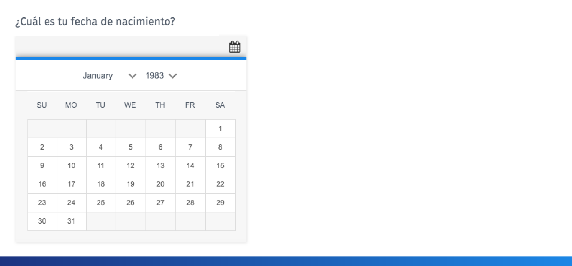 ejemplo de pregunta de calendario
