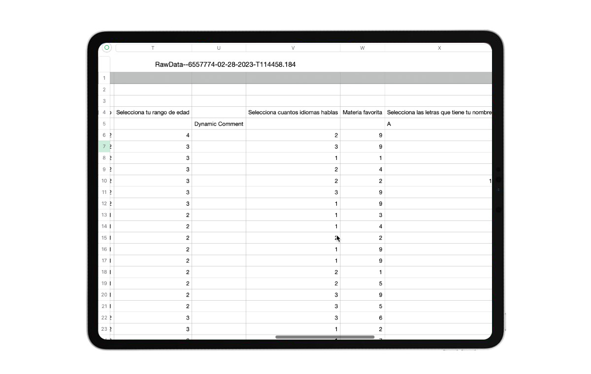 Exemplo de relatório em CSV Raw