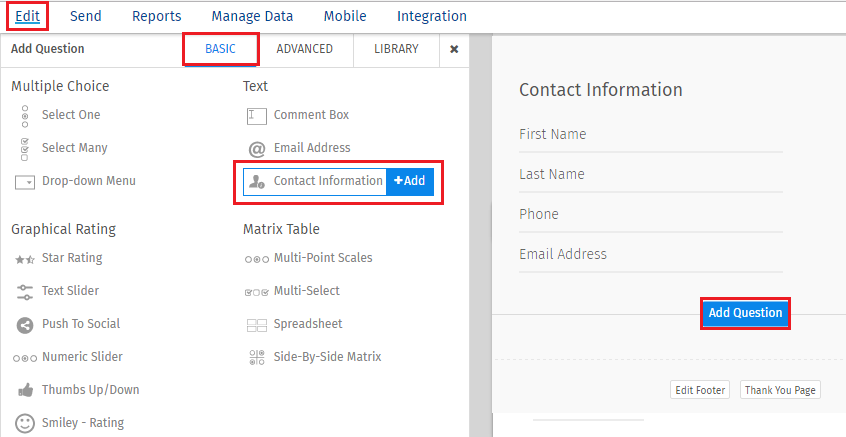 Contact Information Question | QuestionPro Survey Tools