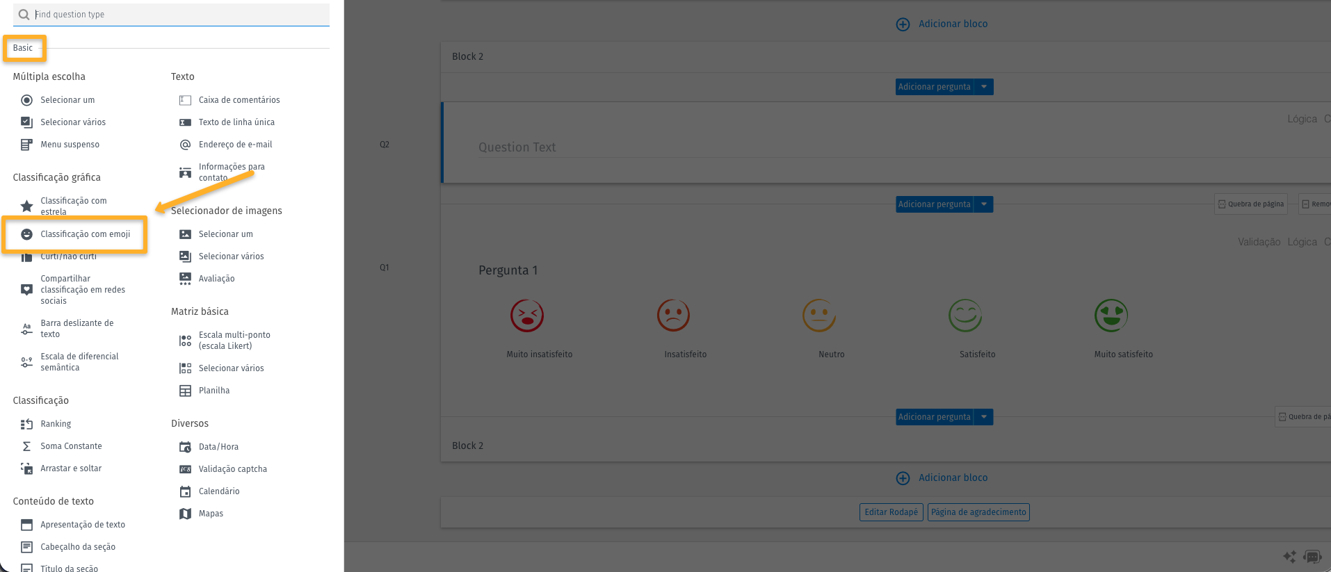 Pergunta de carinhas sorridentes