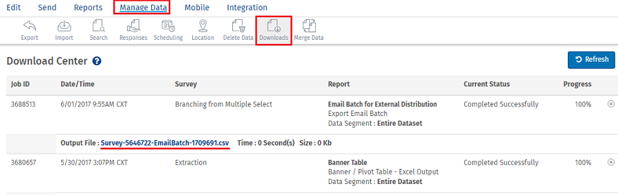 Export Batch External Distribution Questionpro